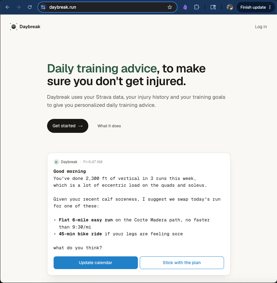 Daybreak training coach