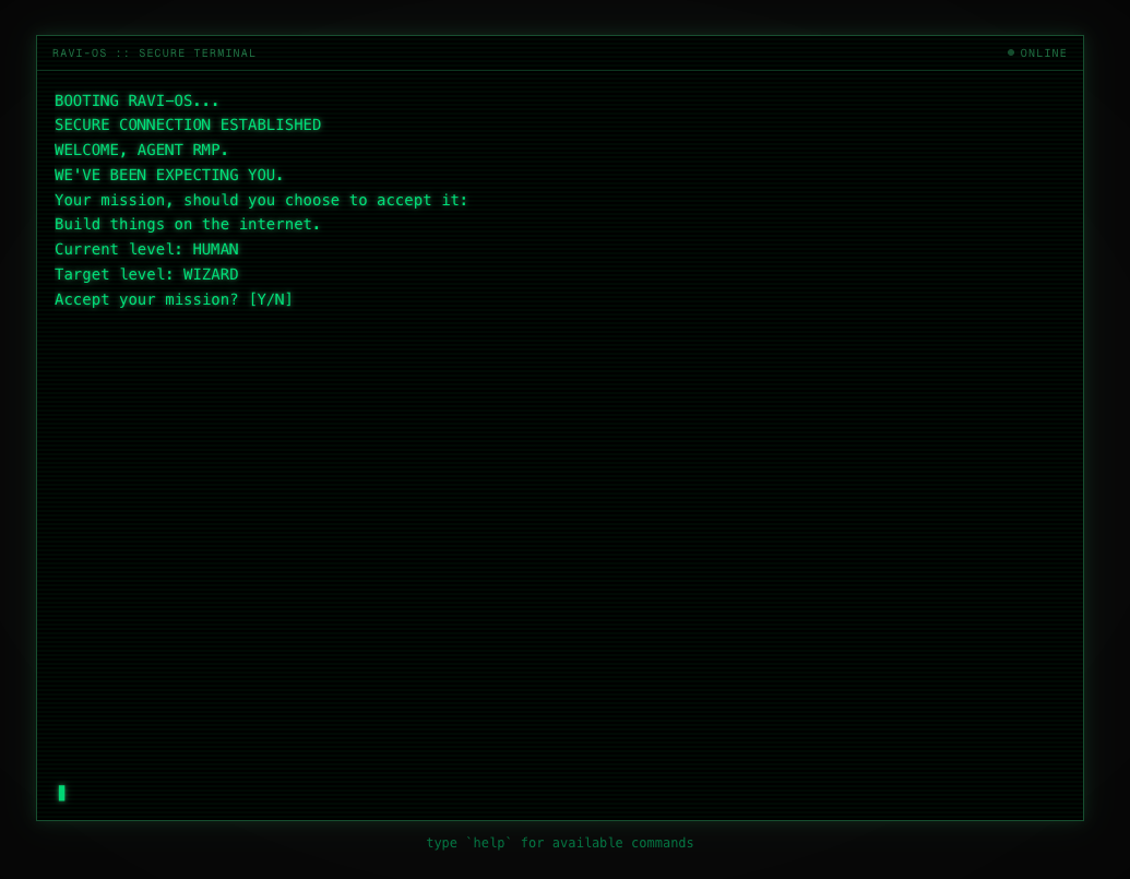 RaviOS terminal portal